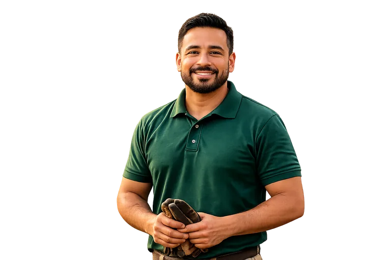 Founder of NM Estate Grounds in a green polo shirt